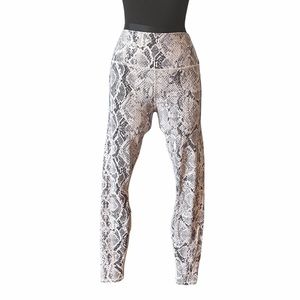 Alo Yoga Snakeskin Vapor Leggings - Bone Color - Size Small